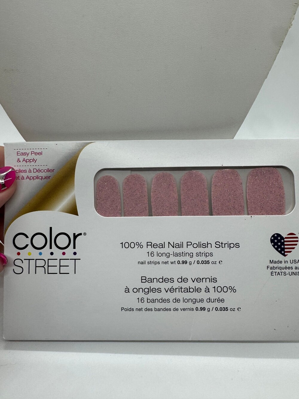 Color Street 100% Real Nail Polish Strips 16 Long-Lasting Glitter Pink